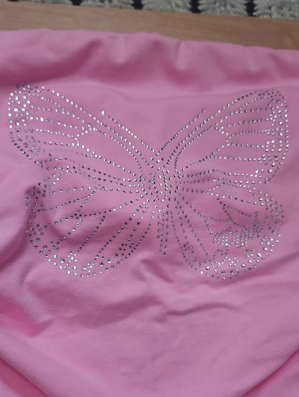 PINK VICTORIA'S SECRET All Day Ruched Tube Top Y2K PINK BUTTERFLY BLING New Med - Picture 3 of 12